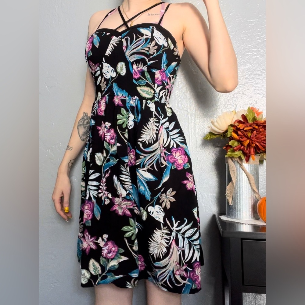 Xhilaration Brand Floral Fitted Dress, Size Small